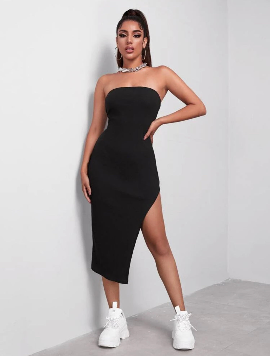 Rose Asymmetrical Tube Dress