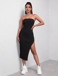 Rose Asymmetrical Tube Dress